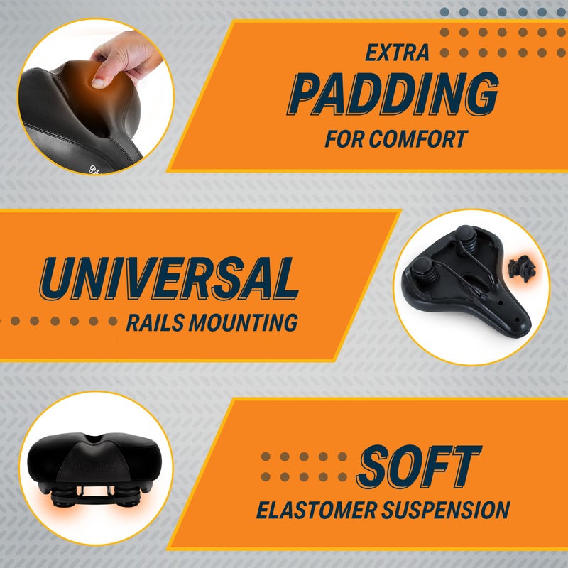 Bikeroo Bike Seat Cushion for Women - Universal Memory Foam Bicycle Seat for Mountain  Road  Exercise Bike - Comfortable Padded Bike Saddle Replacement w/Shock Springs  Black - Image 4